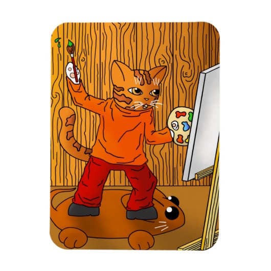 Artiest Painter Cat Magnet Magneet (Verticaal)
