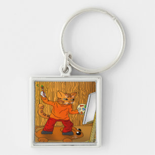 Artiest Painter Cat Sleutelhanger