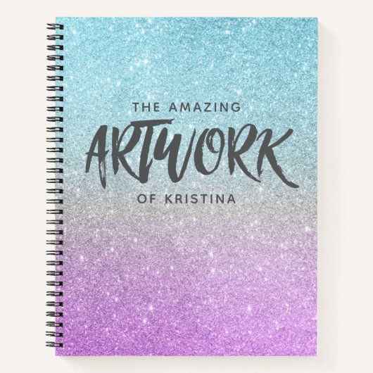 Artiest Sketchbook Elegant Blue Paars Glitter Notitieboek (Voorkant)