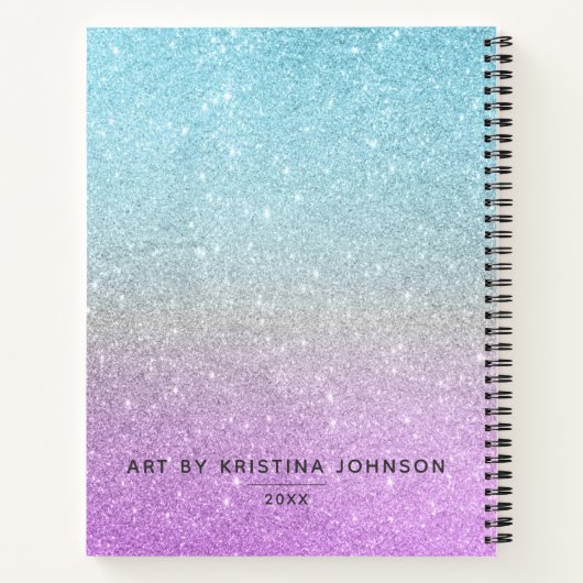 Artiest Sketchbook Elegant Blue Paars Glitter Notitieboek (Achterkant)