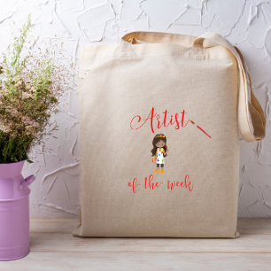 Artiest van de week met penseel tote bag