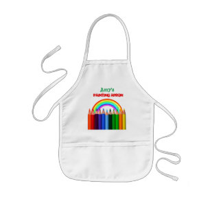 Artiest voor regenboog en kleurenpennen kinder schort