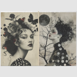 Artiesten Mixed Media Black Cream Grote Gezichten  Tissuepapier