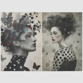 Artiesten Mixed Media Zwart Wit Cream Grote Gezich Tissuepapier