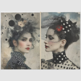 Artiesten Mixed Media Zwart Wit Ivoor Grote Gezich Tissuepapier