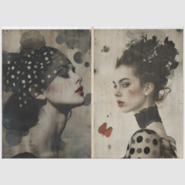 Artiesten Mixed Media Zwart Wit Ivoor Grote Gezich Tissuepapier