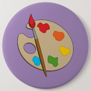 Artiestenpalet met verfborstel ronde button 6,0 cm