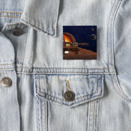 Artiest's Rendition of the Insight Lander. Vierkante Button 5,1 Cm (In situ)