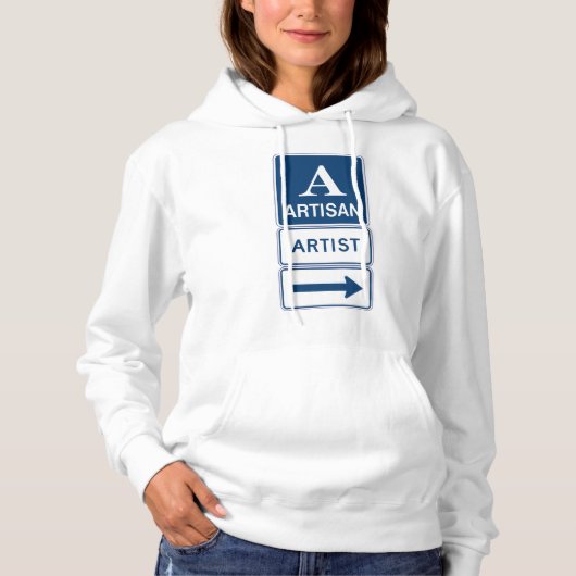 Artisan Artiest Studio Sign Directional Arrow Hoodie (Voorkant)