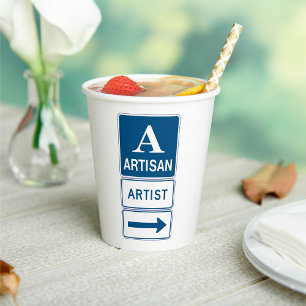 Artisan Artiest Studio Sign Directional Arrow Papieren Bekers