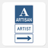 Artisan Artiest Studio Sign Directional Arrow Vierkante Sticker (Voorkant)