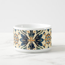 Artisan Blauw en Goud Bloemen Motief