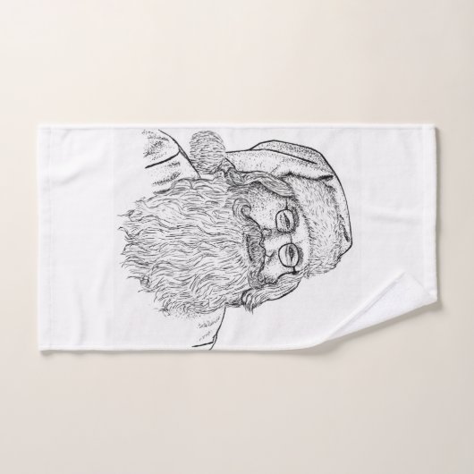 Artisan Christmas: Hand-Drawn Stippled Santa Portr Handdoek (Handdoek)