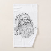 Artisan Christmas: Hand-Drawn Stippled Santa Portr Handdoek (Handdoek)