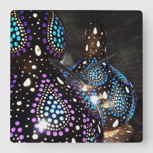 Artisan Craft Gourd Turkse lantaarns Acrylische ku Vierkante Klok