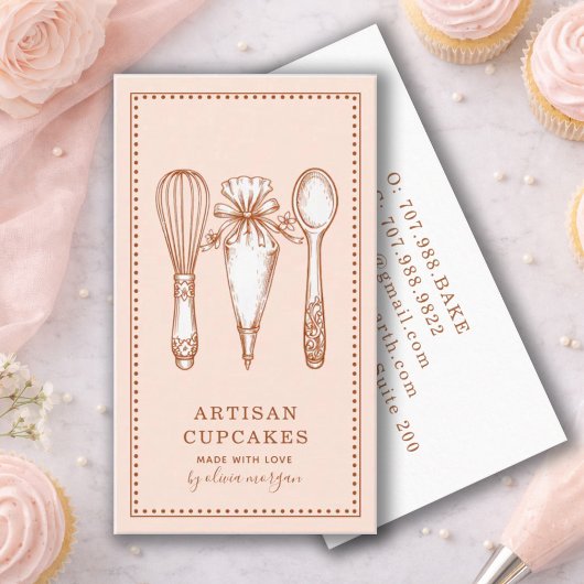 Artisan Cupcake Bakery Baking Utensils Visitekaartje