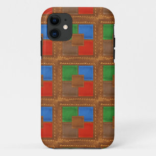 Artisan Elegant Leather Squares Patchwork iPhone 11 Hoesje