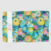 Artisan geschilderde bloem kleurrijk haar naam leu golfhanddoek (Horizontaal)