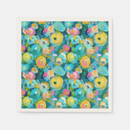 Artisan Geschilderde Bloemen Kleurrijke Zomer Mooi Servet