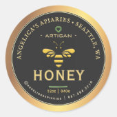 Artisan Honey Label met Bee & Heart Gold Gradient (Voorkant)