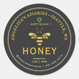 Artisan Honey Label met Bijen en Hart
