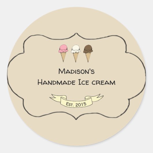 Artisan Ice Cream Maker Ronde Sticker (Voorkant)