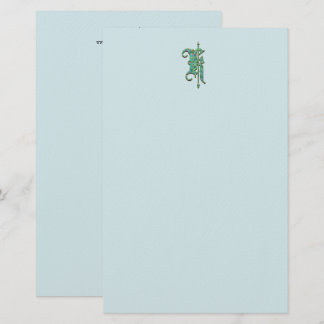 Artisan Monogram K Green Garden Felt Stationery Briefpapier