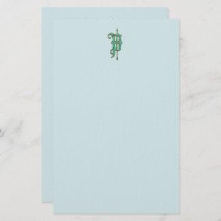 Artisan Monogram P Green Garden Felt Stationery Briefpapier