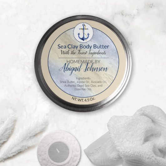 Artisan Nautisch Strand Zee Klei Body Butter Label