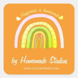 Artisan Rainbow 'Happiness is Homemade'  Vierkante Sticker