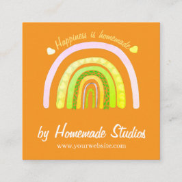 Artisan Rainbow 'Happiness is Homemade' Vierkante Visitekaartje