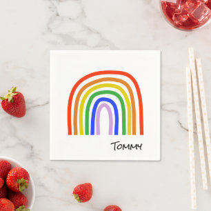 Artisan Rainbow Kinder NAAM Kleurrijke Verjaardag Servet