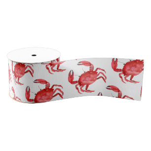 Artisan Red Crab Coastal Kleurrijk Reisplezier Grosgrain Lint