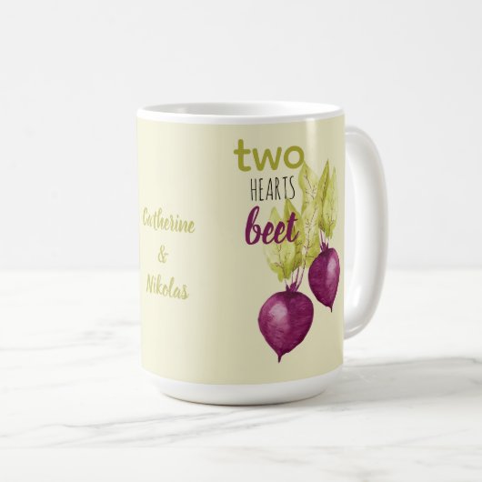 Artisan vegan beet aquarelle art Mug Café (Devant droit)