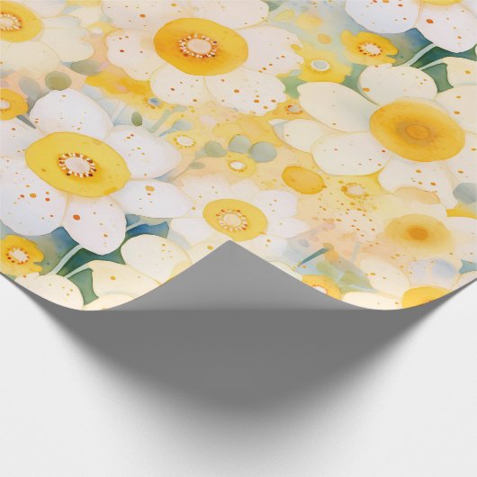Artisan Wildflowers Geel Sinaasappel Wit Happy Fun Cadeaupapier (Hoek)