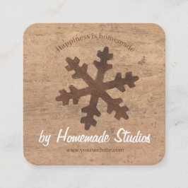 Artisan Woodgrain Rustic Snowflake 'Homemade' Vierkante Visitekaartje