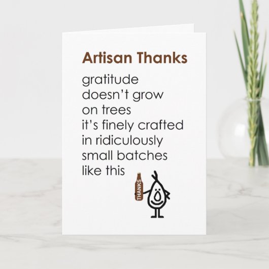 Artisanaal Bedankt - grappig dankt u gedicht (Voorkant)