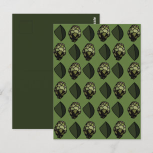 Artisjok Groente Plant Botanisch Patroon Briefkaart