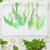 artisjok moestuin Waterverf botanisch Theedoek (Gevouwen)