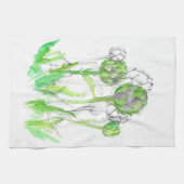 artisjok moestuin Waterverf botanisch Theedoek (Horizontaal)