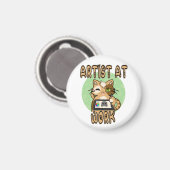 Artist at work cute cat design magnet (Recto/Verso)