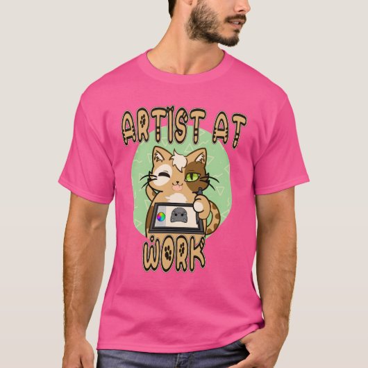 Artist at work cute cat design t-shirt (Voorkant)