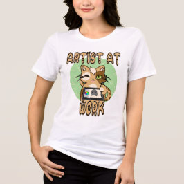 Artist at work cute cat design Tri-Blend shirt