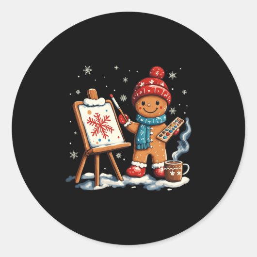 Artist Gingerbread Painter Art Teacher Student Chr Ronde Sticker (Voorkant)