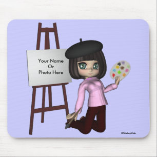 Artist Girl Easel Mousepad Muismat