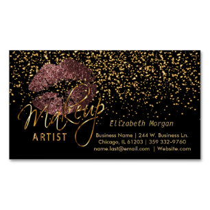 Artist maken met gouden Confetti en donkere Rozen Magnetisch Visitekaartje