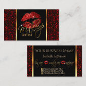 Artist maken met luipaard en rode lips visitekaartje (Voorkant / Achterkant)