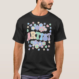 ARTIST-Retro Groovy , Flowers, Hearts, Star T-shirt