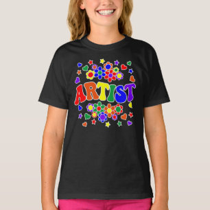 ARTIST-Retro Groovy , Flowers, Hearts, Star T-shirt