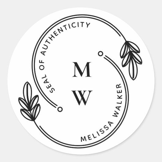 Artist Seal of Authenticity Monogram Ronde Sticker (Voorkant)